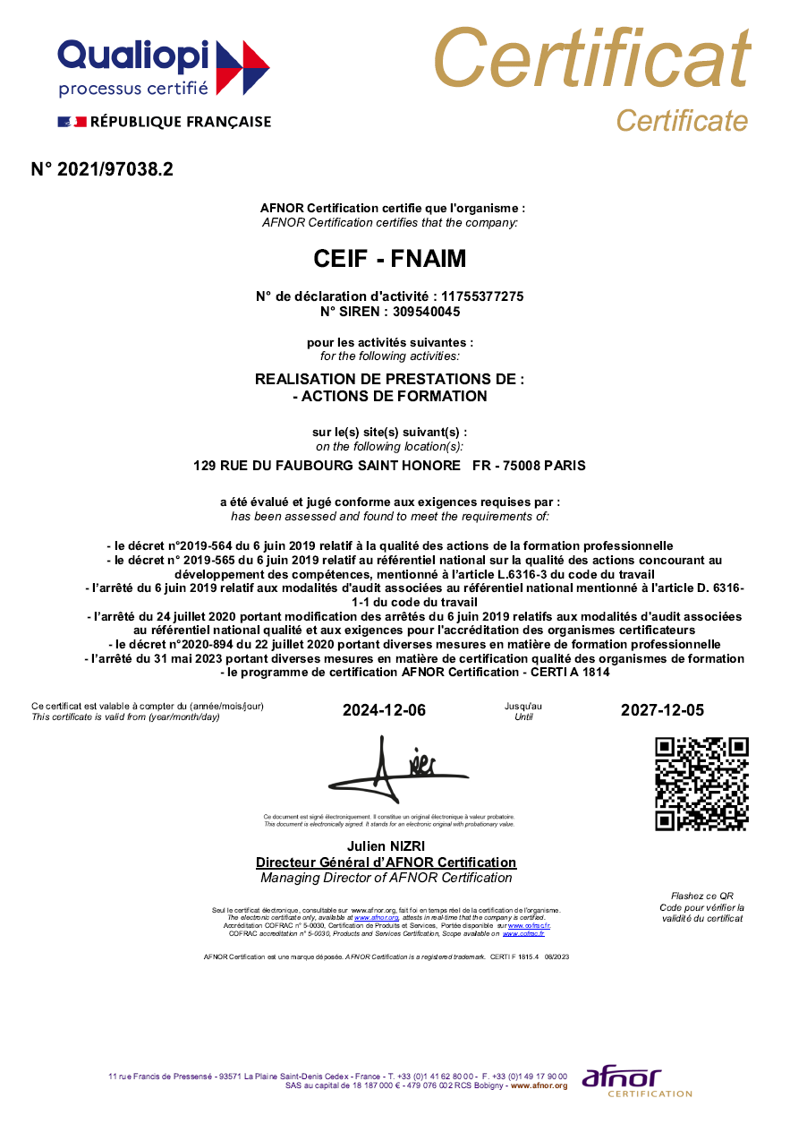 Certificat Afnor 2021-2024
